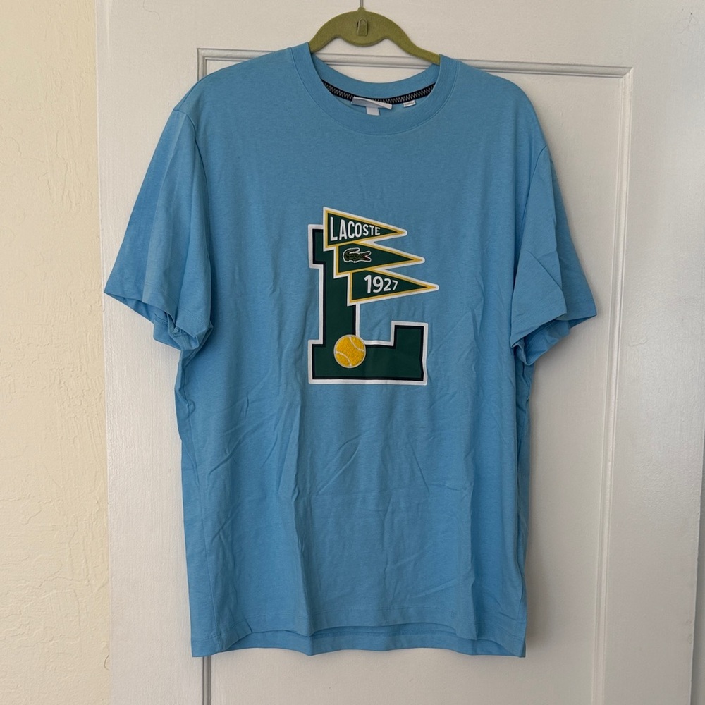 Lacoste Men's Light Blue Graphic Tee